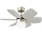 Flora Royale 76cm Indoor Ceiling Fan Satin Chrome Finish Reversible Blades (Silver/White) Opal Frosted Glass 78788