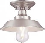 Westinghouse Iron Hill Indoor Ceiling Light One-Light Semi-Flush Mount Brushed Nickel Finish 63700