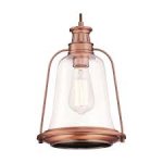 Brynn Pendant Fitting Washed Copper Finish Clear Glass 63616