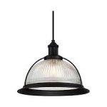 Pendant Fitting Matte Black Finish Clear Ribbed Glass 63373