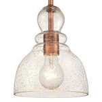Pendant Washed Copper Finish Clear Seeded Glass 63564