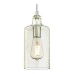 Pendant Fitting Brushed Nickel Finish Clear Textured Glass 63290