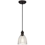 Pendant Fitting Oil Rubbed Bronze Finish Clear Ribbed Glass 63385