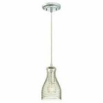 Pendant Fitting Chrome Finish Clear Rippled Glass 63292