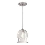Pendant Fitting Brushed Nickel Finish Clear Indented Glass 63291