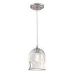 Pendant Fitting Brushed Nickel Finish Clear Indented Glass 63661