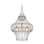Pendant Fitting Brushed Nickel Finish Crystal Prism Cage Shade 63630