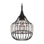 Pendant Fitting Matte Black Finish Crystal Prism Cage Shade 63631