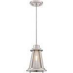 Beatrix Pendant Fitting Brushed Nickel Finish Clear Glass with Brushed Nickel Mesh 63618