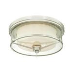 Glenford Ceiling Light 2 Light Flush Brushed Nickel Finish Frosted and Clear Glass 63312