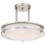 Lauderdale Ceiling Light 15W LED Semi-Flush Brushed Nickel Finish White Acrylic Shade 64009