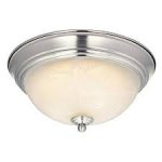 Ceiling Light 15W LED Flush Brushed Nickel Finish White Alabaster Glass 64005