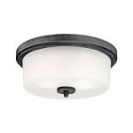 Westinghouse Cedric Distressed Aluminium Finish Frosted Glass Flush Mount Ceiling Light 63251