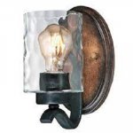 Barnwell 1 Light Wall Fixture Textured Iron and Barnwood Finish Clear Hammered Glass 63316