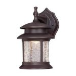 Outdoor Dimmable LED Wall Fixture Oil Rubbed Bronze Finish Clear Crackle Glass 64003