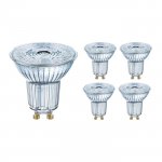 Osram LED GU10 4.5W (50W) 240v 3000K Warm White Dimmable Spot Bulbs - Pack of 5
