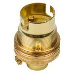 S Lilley Brass B22 Threaded Entry Lampholder With Shade Ring 1/2"x26TPI