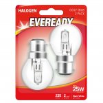Eveready 20w 240v BC B22 Halogen Round Ball G45 Golfball - Pack of 2