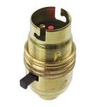 S Lilley Brass B22 Threaded Entry Safer-Switched Lampholder M10x1mm