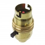 S Lilley Brass B22 Threaded Entry Safer-Switched Lampholder 1/2"x26 TPI