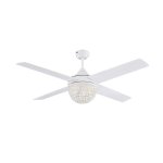 Westinghouse Kelcie 132cm (52) Ceiling Fan with Crystal Light  White/Silver Finish, Remote Control 72262