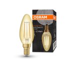 Osram 1906 LED Candle Bulb 1.5W E14 240v Vintage Gold Twisted Filament, 2400K Warm Light