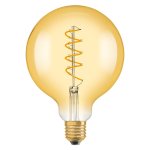 Osram 1906 LED 4W 240V E27 Vintage Gold Globe Filament Bulb Spiral Dimmable 124mm