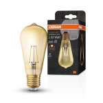 Osram 1906 LED 2.5w 240v ES E27 Vintage Filament ST64 Gold Glass Light Bulb