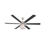 Westinghouse Willa 153cm Indoor Ceiling Fan  Brushed Nickel, Reversible Wengue/Beech Blades, Opal Glass Light & Remote 72250