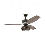 Welford LED 137cm Indoor Ceiling Fan Weathered Bronze Finish Reversible Blades ( Driftwood/Reclaimed Hickory) Metal Shade and Removable Cage 72235