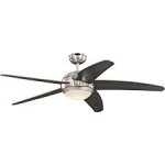 Bendan LED 132cm Indoor Ceiling Fan Satin Chrome Finish Wengue Blades Opal Frosted Glass 72068