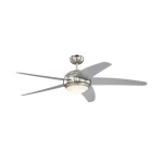 Westinghouse Bendan LED Ceiling Fan 132cm Satin Chrome Finish, Silver Blades, Opal Frosted Glass Light 72069
