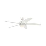 Westinghouse Bendan LED 132cm Indoor Ceiling Fan White Finish with Five Blades, Opal Frosted Glass Light, Remote Control 72070