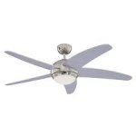 Bendan 132cm Indoor Ceiling Fan Satin Chrome Finish Silver Blades Opal Frosted Glass 72220