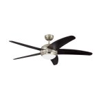 Westinghouse Bendan 132cm Indoor Ceiling Fan  Satin Chrome, Wengue Blades, Opal Frosted Glass Light 72557