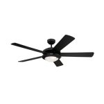 Westinghouse Comet 132cm Indoor Ceiling Fan  Matte Black with Reversible Blades & Opal Frosted Glass Light Kit 78719