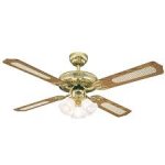 Monarch Trio 132cm Indoor Ceiling Fan Polished Brass Finish Reversible Blades (Oak with Cane/Mohogany) Frosted Glass 78171