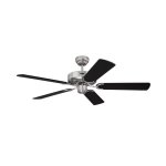 Westinghouse Cyclone 132cm (52") Indoor Ceiling Fan  Brushed Steel, 5 Reversible Blades (Black/Silver) 78370