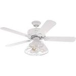 Barnett 122cm Indoor Ceiling Fan White Finish Reversible Blades (White/White Washed Pine) Cage Shade 72209