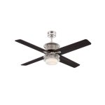 Westinghouse Oscar 122cm Indoor Ceiling Fan  Brushed Nickel, Reversible Wengue/Graphite Blades, Opal Frosted Glass Light 72211