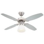 Capitol 105cm Indoor Ceiling Fan Brushed Steel Finish Reversible Blades (Silver/Black) Opal Frosted Glass 78274