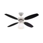 Westinghouse Capitol 105cm Indoor Ceiling Fan  Brushed Steel, Reversible Silver/Black Blades, Opal Frosted Glass Light 78274