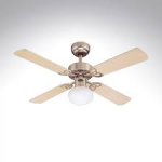 Vegas 105cm Indoor Ceiling Fan Brushed Aluminium Finish Reversible Blades (Light Maple/Silver) Opal Frosted Glass 72272