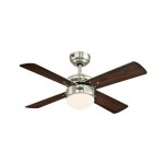 Westinghouse Colosseum 90cm Indoor Ceiling Fan  Brushed Nickel, Reversible Weathered Maple/Silver Blades, Opal Frosted LED Light 72417