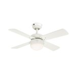 Westinghouse Colosseum 90cm Indoor Ceiling Fan  White Finish, Reversible White/Light Maple Blades, Opal Frosted Glass 72420
