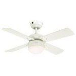 Colosseum 90cm Indoor Ceiling Fan White Finish Reversible Blades (White/Light Maple) Opal Frosted Glass 72420