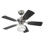 Westinghouse Princess Radiance II 90cm Indoor Ceiling Fan Dark Pewter/Chrome Finish Reversible Blades (Wengue/White) Dome Glass 72415