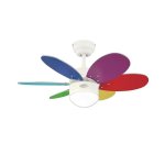 Westinghouse Turbo II 76cm Ceiling Fan  White, Reversible Blades (Rainbow/Maple), Opal Light 78673