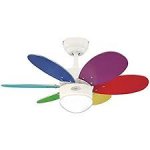 76cm Indoor Ceiling Fan White Finish Two Sets of Reversible Blades Rainbow and White/Maple Opal Frosted Glass 78673
