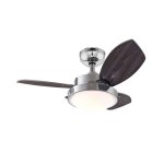 Westinghouse Wengue 76cm Ceiling Fan  Chrome Finish with Light & Reversible Blades (Wengue/Beech) 78763